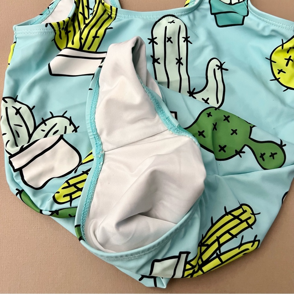 Girls Cactus Print One Piece Swimsuit - Picture 6 of 9